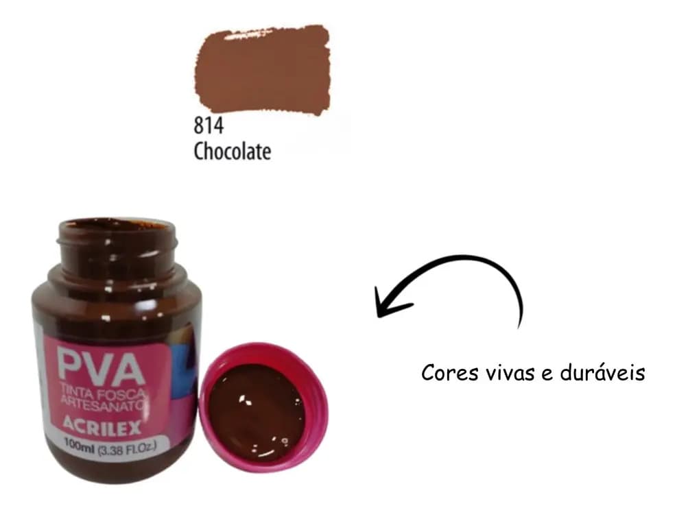 Tinta PVA Fosca Acrilex Cor Chocolate 100ml Para Artesanato — imagem 3