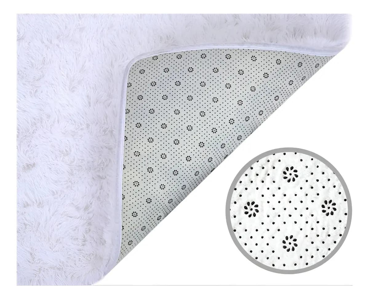 Tapete 2x1,5 Sala Peludo Quarto Cores Variadas Cor Branco Desenho Do Tecido Pelo Alto — imagem 6