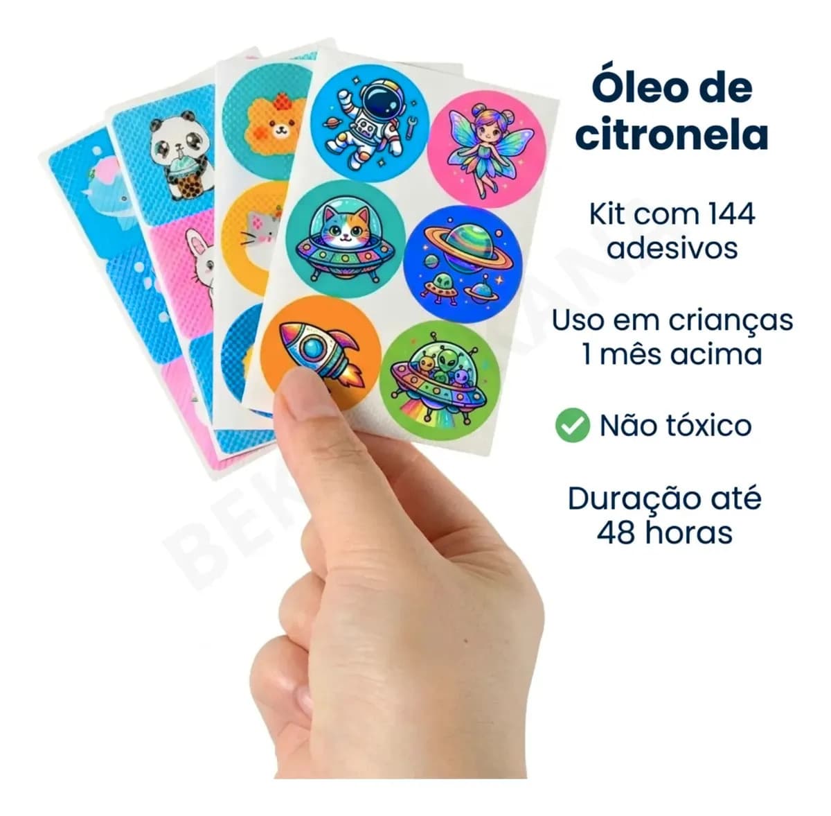 144 Adesivo Repelente Infantil Bebê Sai Dai Mosquito Dengue Pernilongo Muriçocas Proteção 48h Citronela Natural Contra Insetos — imagem 2