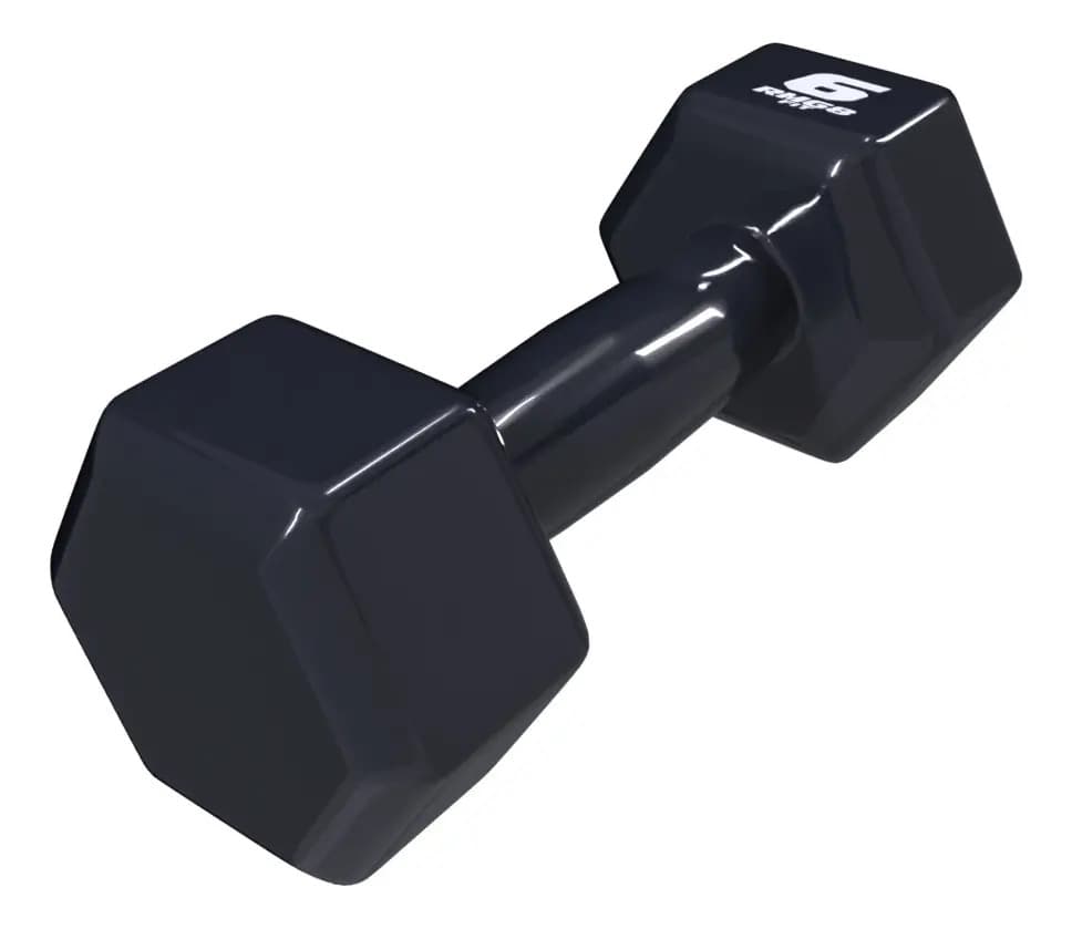 Halter RMG8 Fit 6kg Emborrachado Sextavado Treino Peso Musculação — imagem 2