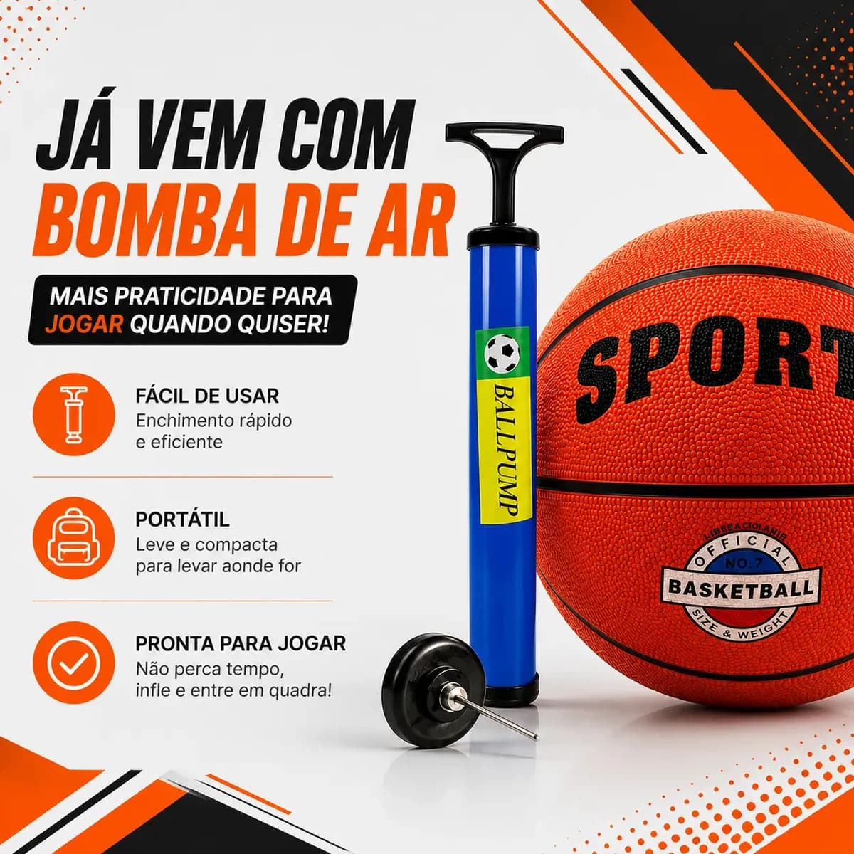 Bola De Basquete Profissional Tamanho 7 Babuu Brinquedos Educativos — imagem 5