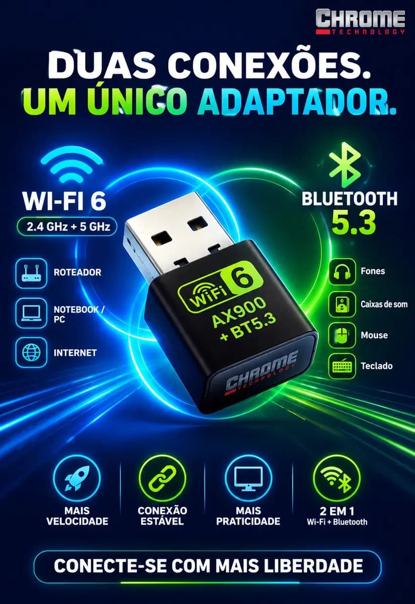 Adaptador Usb Wifi 6 Bluetooth 5.4 Alta Velocidade Placa Wi-fi Blueetoth Adaptador Wi-fi Pc Placa Wifi Pc notebook etc Adaptado Wireless Sem Fio Receptor Intern — imagem 5