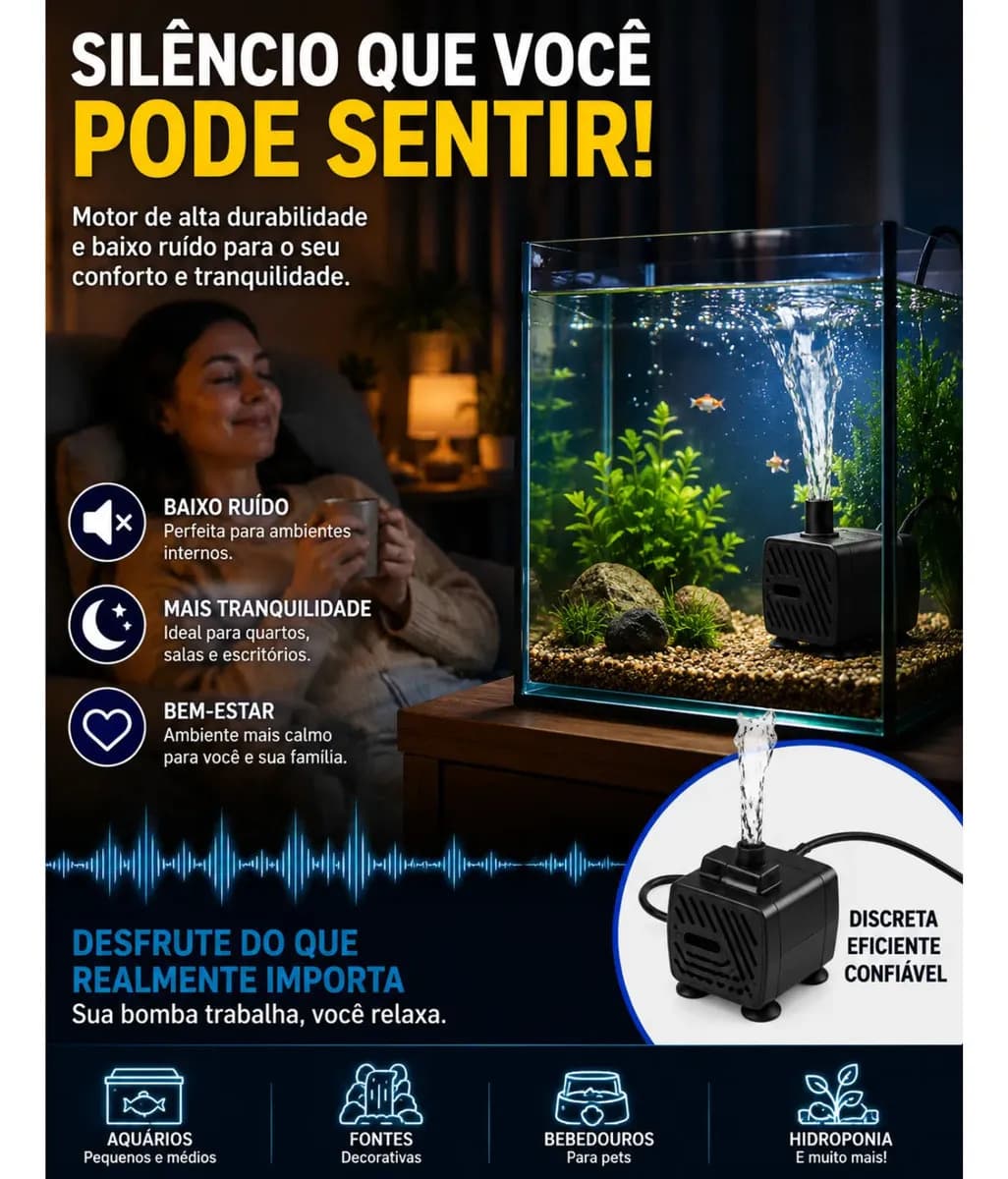 Bomba Submersa Bivolt Pulaco Para Aquário Fontes 3W — imagem 5