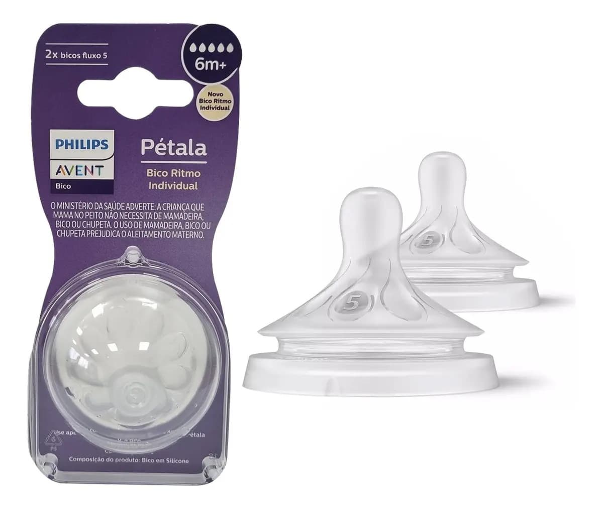 Kit 2 Unidades De Bico Pétala 3.0 T5 Para Bebês De 6 Meses Phillips Avent — imagem 5