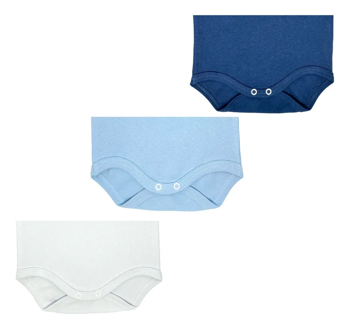 Kit 3 Bodys Bebê Liso Manga Curta 100% Algodão Menina Menino Cor Azul-marinho Azul-claro E Branco Tamanho G — imagem 5