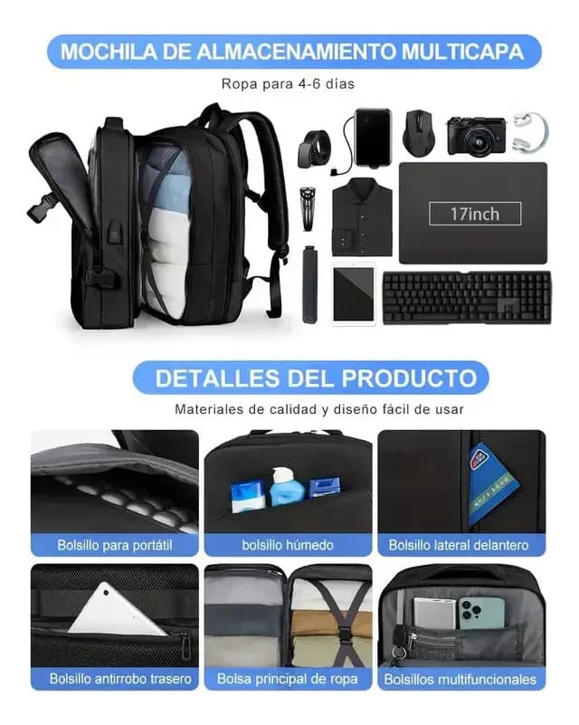 Mochila de negócios impermeávela senha de bloqueio — imagem 6