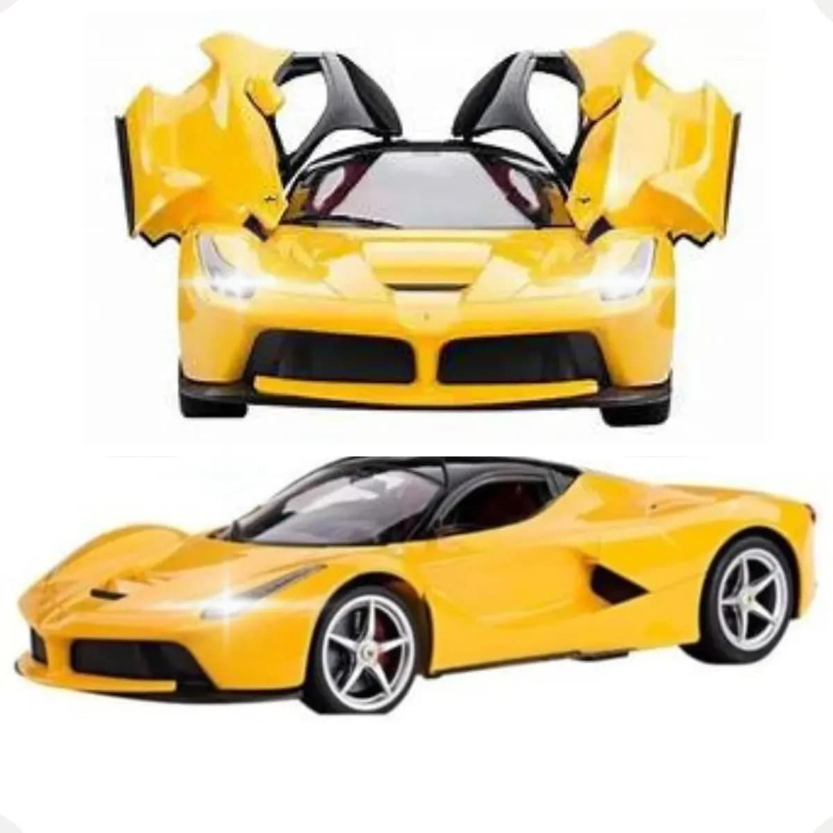 Brinquedo de Menino Carro Ferrari Carrinho Premium de Controle Remoto Amarelo Abre Portas Acende Farol Thevisionaries — imagem 4
