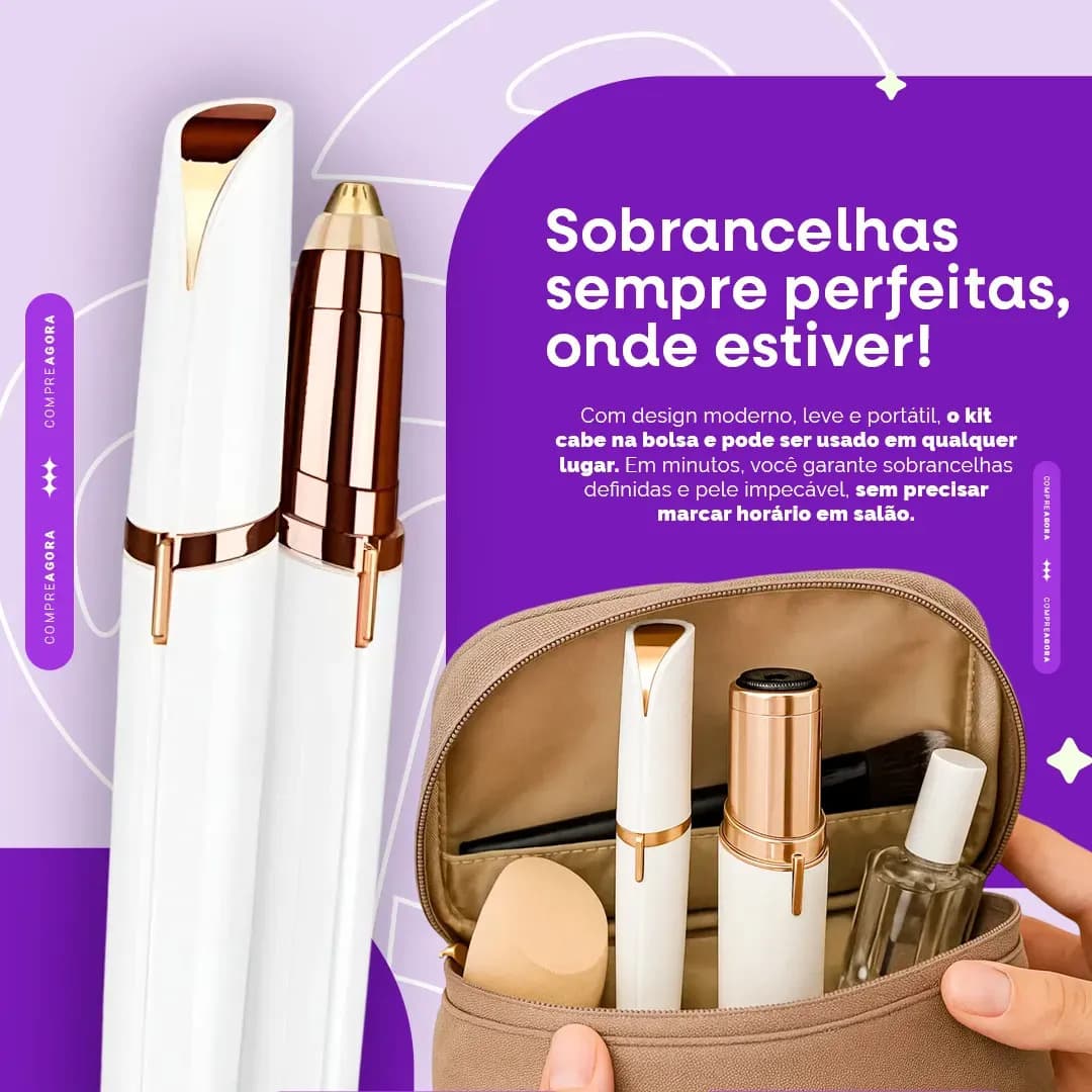 Kit Caneta Depiladora Sobrancelha + Batom Depilador Facial eletrico recarregavel - CROWLEY — imagem 4