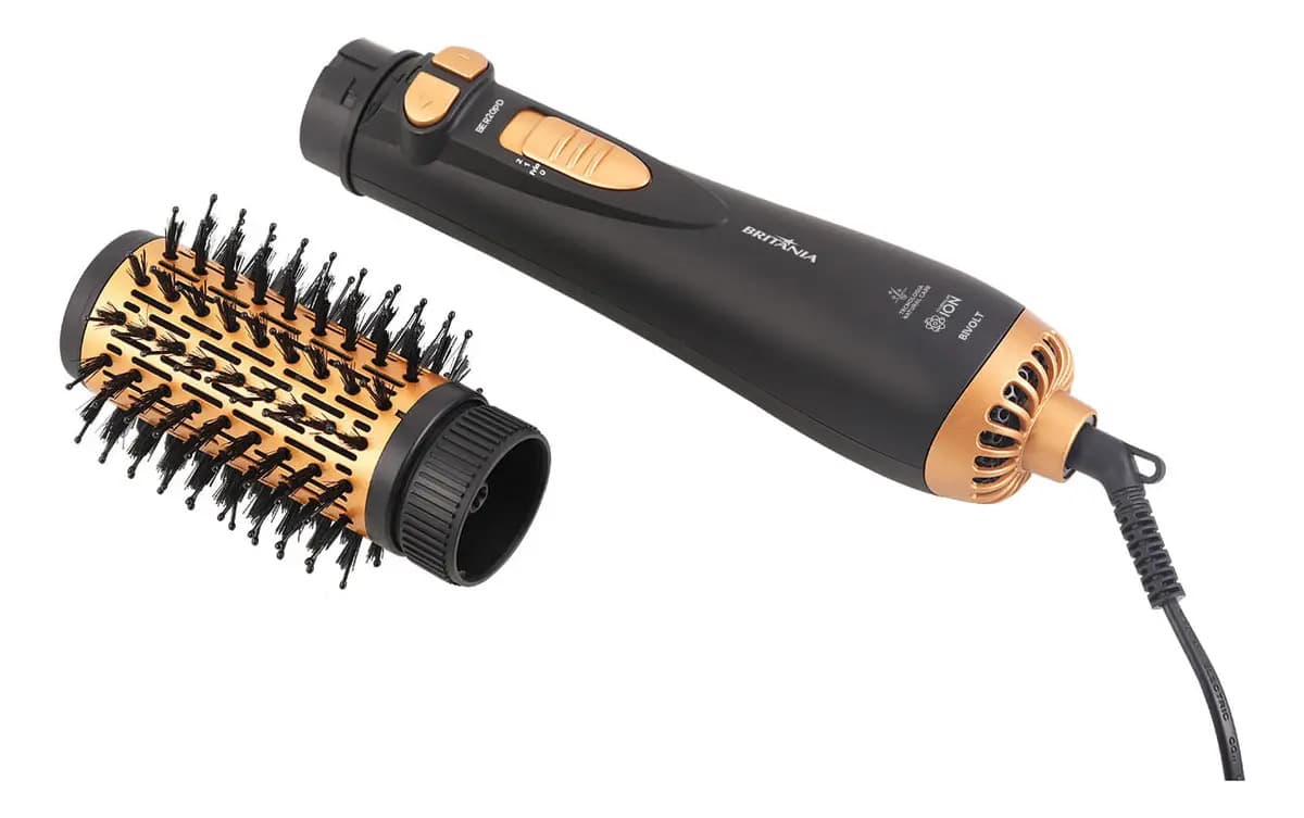 Escova Modeladora Rotativa Britânia Ber20pd 3 Temperaturas Cor Preto e Dourado — imagem 5