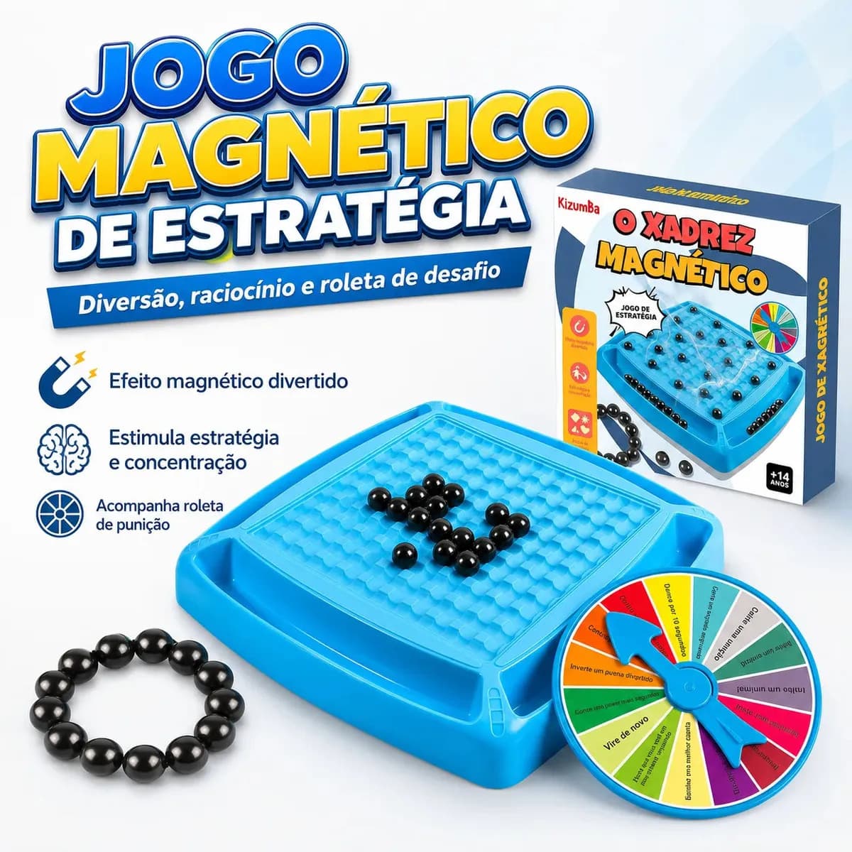 Jogo De Tabuleiro Magnético Infantil Lógica E Estratégia 20 Ímãs Brinquedo Educativo Raciocínio Lógico e Concentração Para Família Kizumba — imagem 4