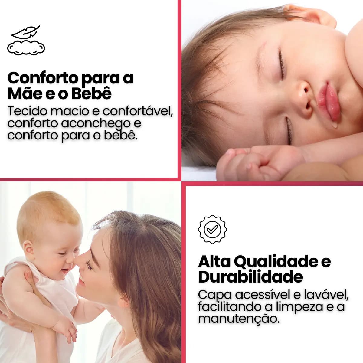Almofada De Amamentação Com Laço Travesseiro Liso Cor Rosa — imagem 5