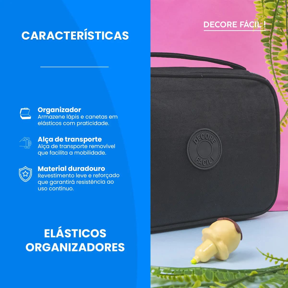 Estojo Box Organizador Escolar Com Divisórias Multifuncional 24 Elásticos Lápis Caneta 100 Pens Masculino Feminino Decore Fácil ! Verde — imagem 2