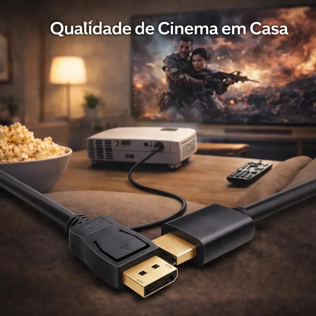 Cabo Adaptador 1.8M Displayport Macho Para Hdmi Macho 4k a 60Hz Blindado Gold Unidirecional 1.8 Metros Alta Definição Para Pc Tv Monitor Games - Yuso — imagem 5