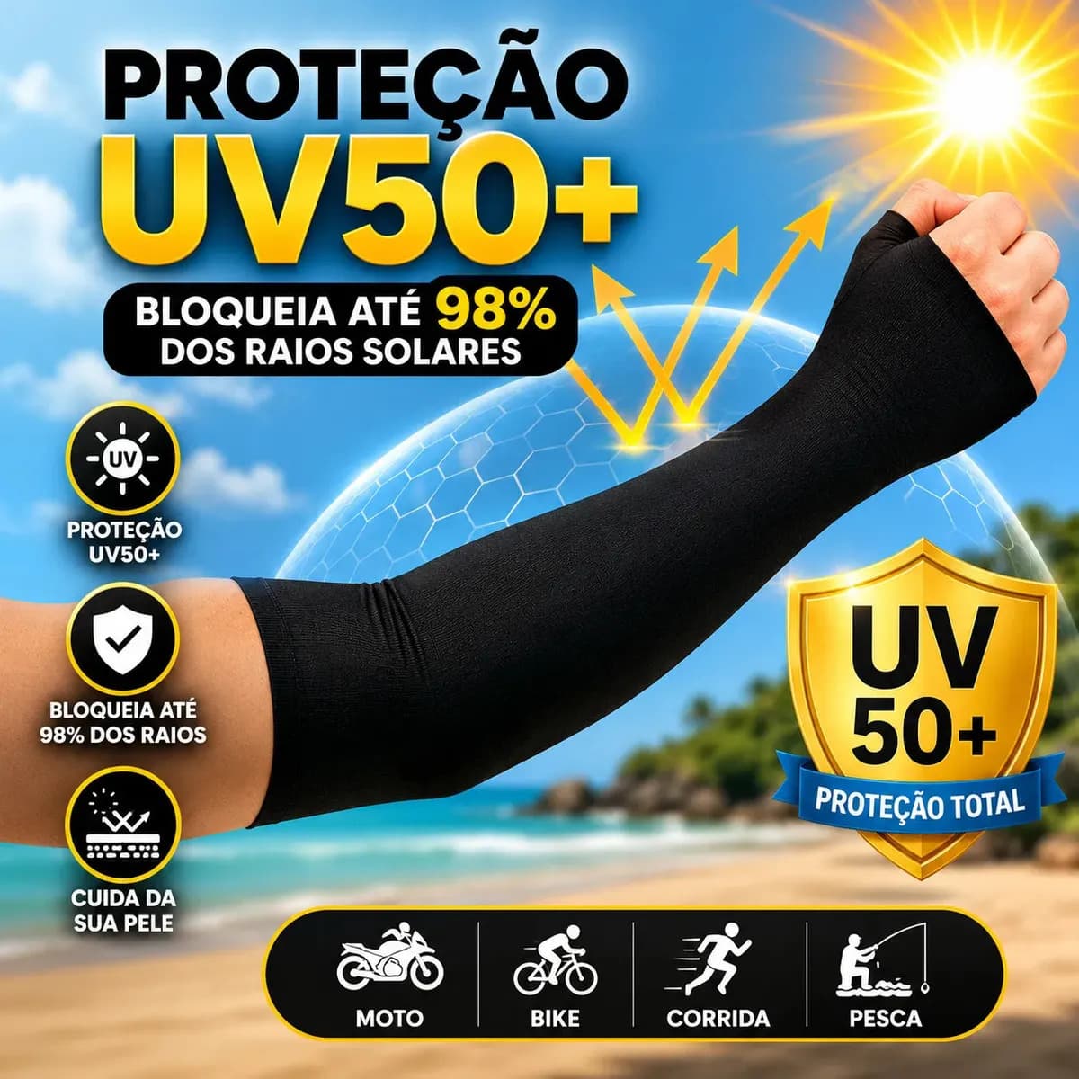 Conjunto Kit 5 Pares Manguito Proteção Solar Moto Manga Bike Motocicleta Braço Esporte Futebol Volei Pesca Trilha Dasv — imagem 5
