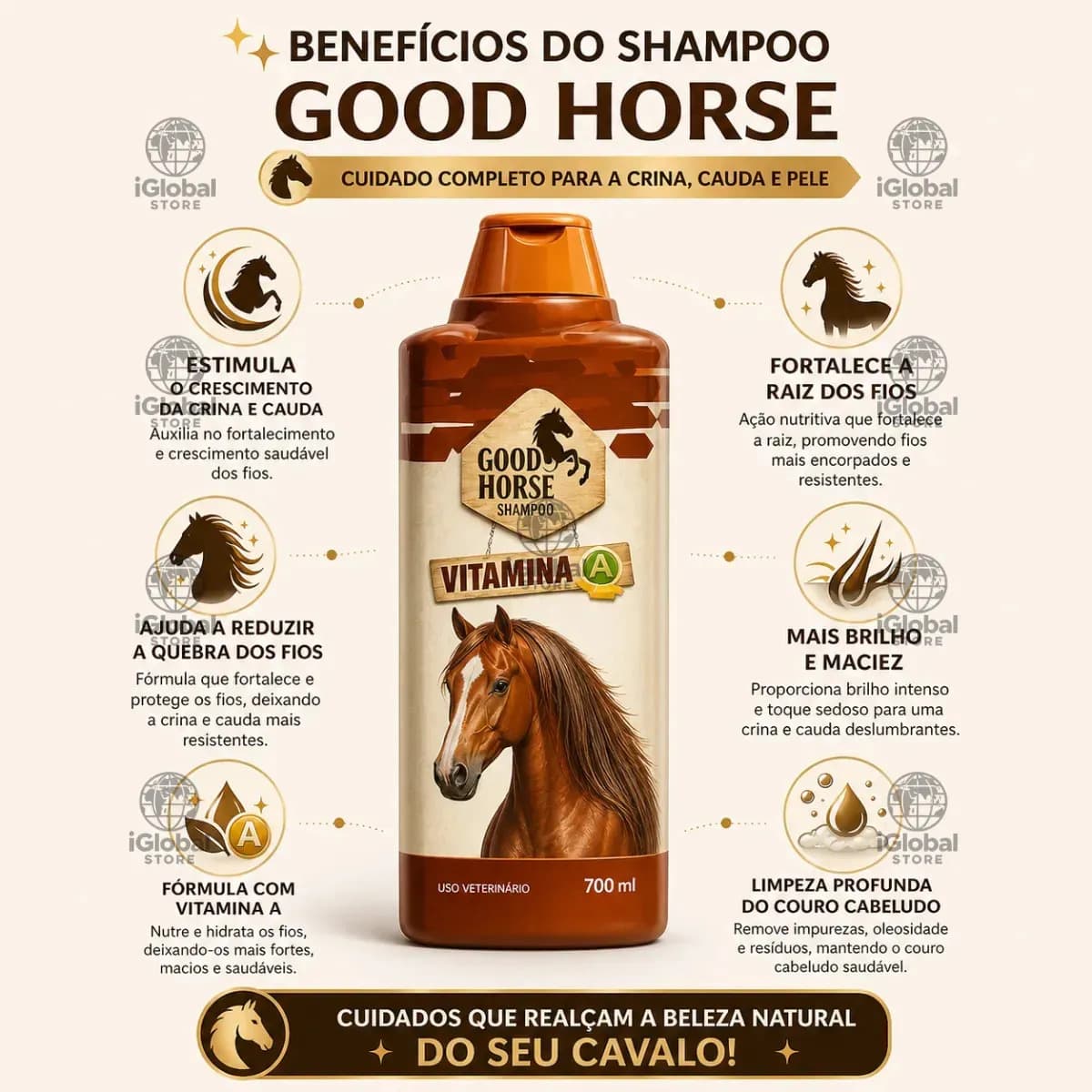 Good Horse Shampoo vitamina A 700ML - profissional — imagem 6