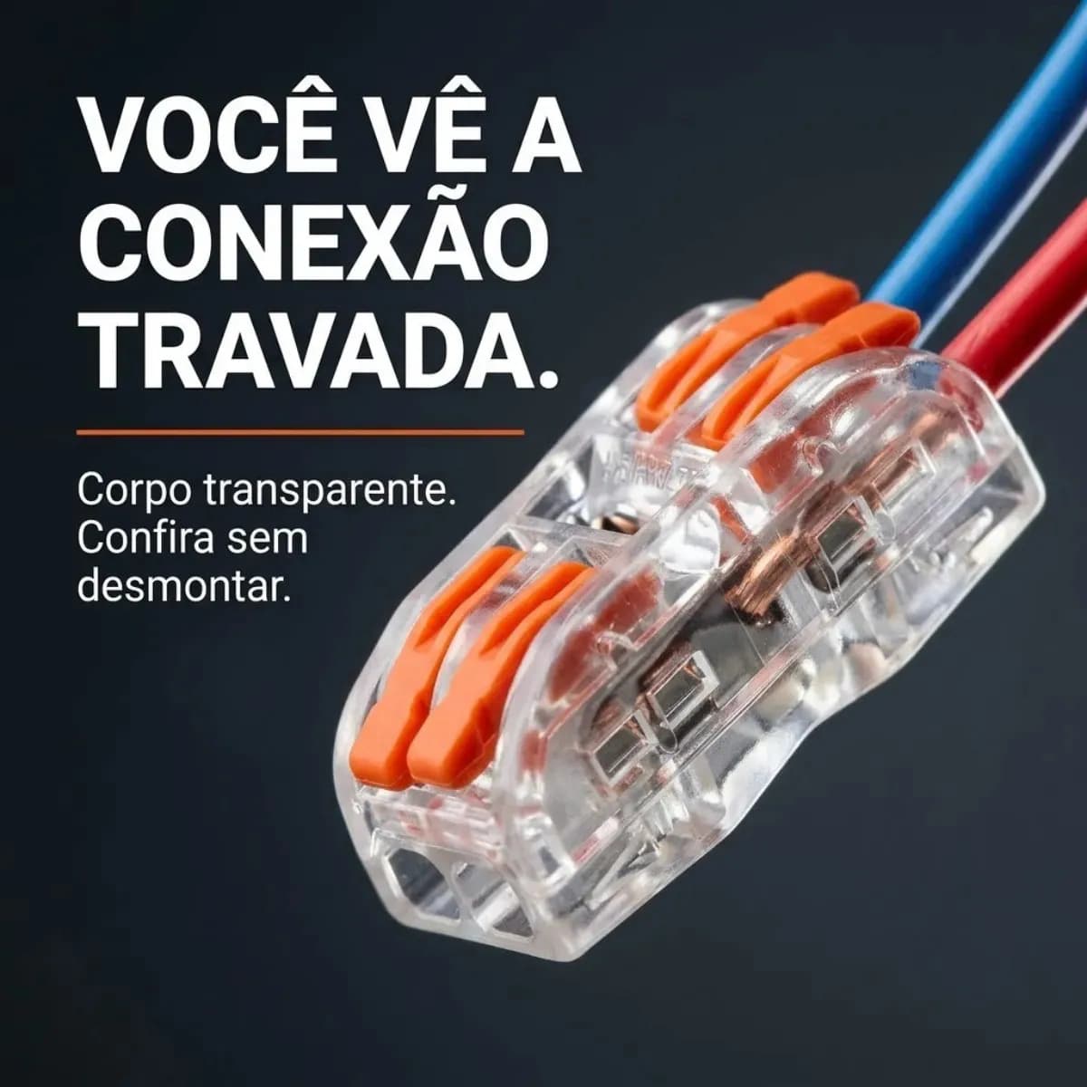 Conector De Fios Emenda Rápida 2 Vias Kit Com 20 Unidades Entrada E Saida — imagem 5