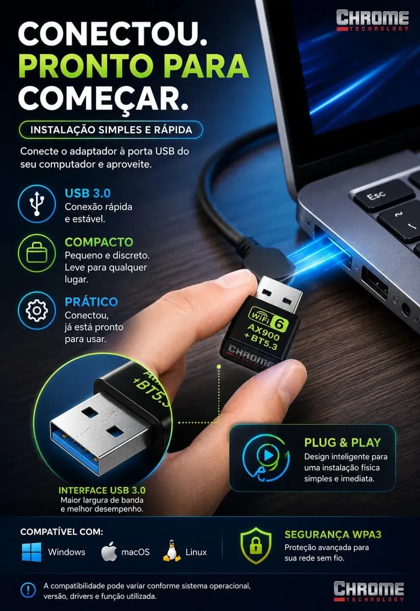 Adaptador Usb Wifi 6 Bluetooth 5.4 Alta Velocidade Placa Wi-fi Blueetoth Adaptador Wi-fi Pc Placa Wifi Pc notebook etc Adaptado Wireless Sem Fio Receptor Intern — imagem 3