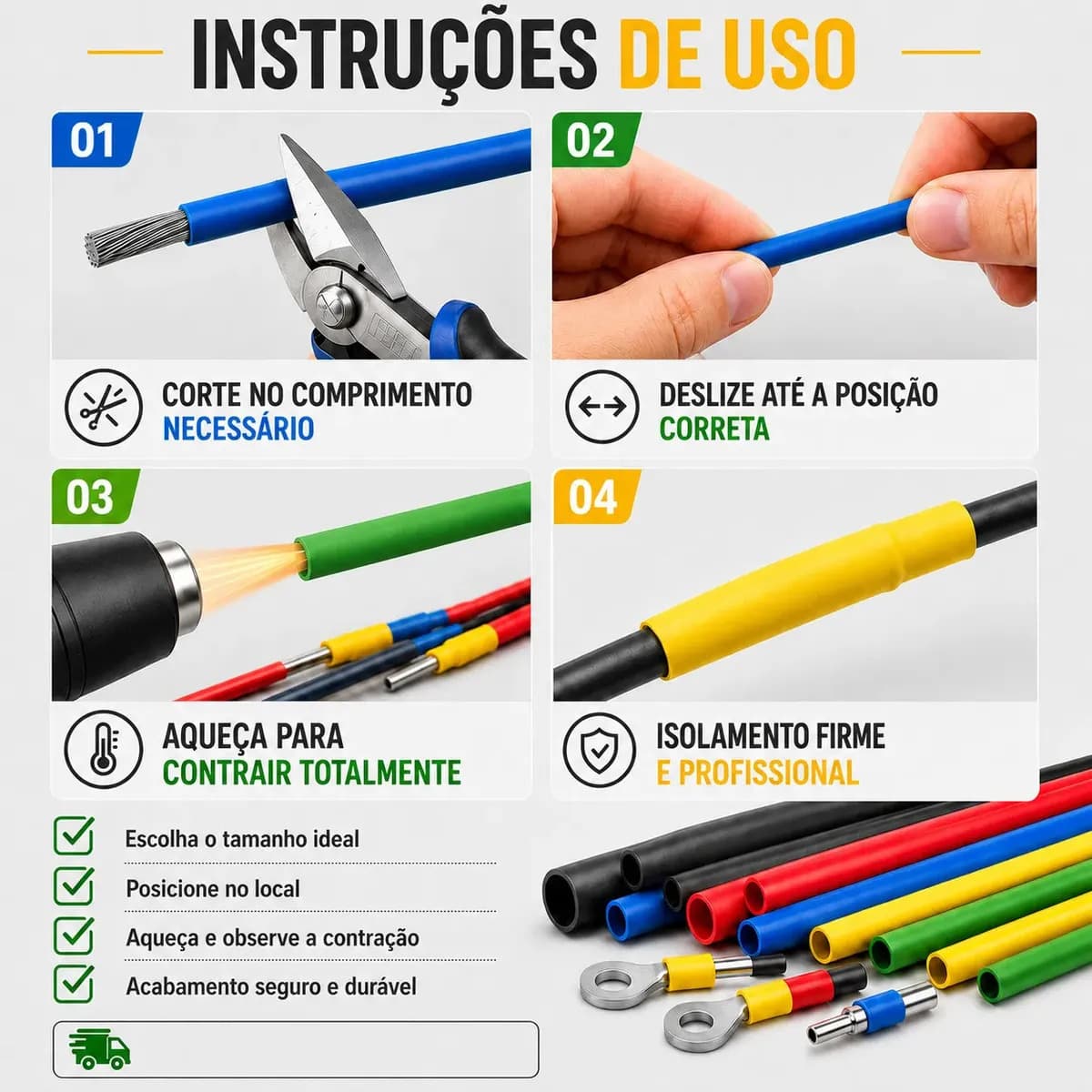 Kit Espaguete Tubo Termo Retratil Encapar Cabos Fios 560pcs Multcores — imagem 3
