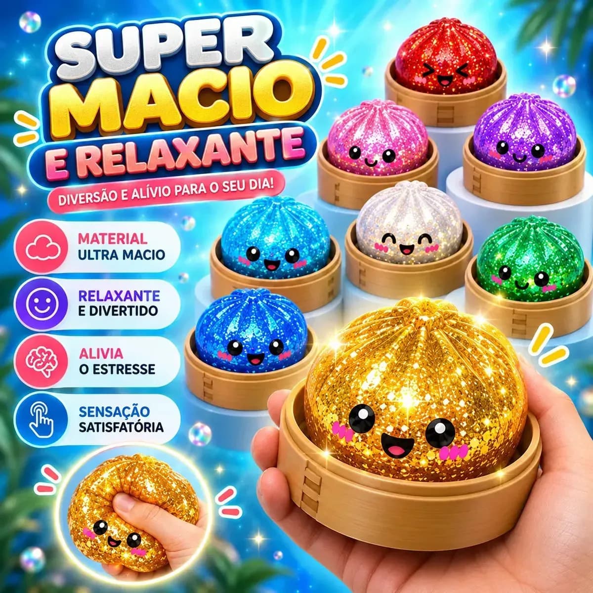 Squishy Brinquedo Antistress Macio Glitter Raro Colecionável — imagem 3