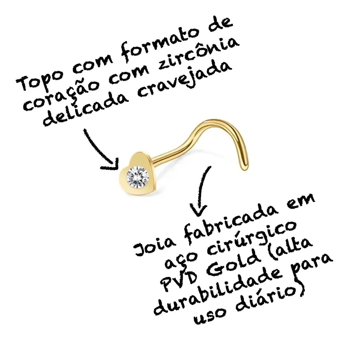 Piercing Nostril Nariz Eu Curto Acessórios Folheado Dourado Zircônia — imagem 3