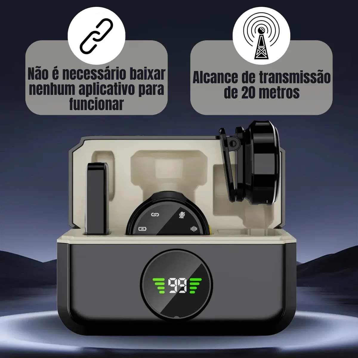 Microfone Lapela Mymotors Preto Sem Fio Tipo C — imagem 2