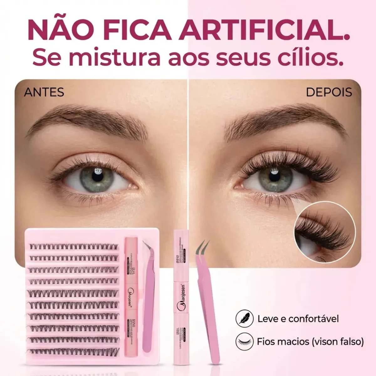 Kit Extensão de Cílios Tufos Mix 30D e 40D com Cola e Pinça para Maquiagem — imagem 2