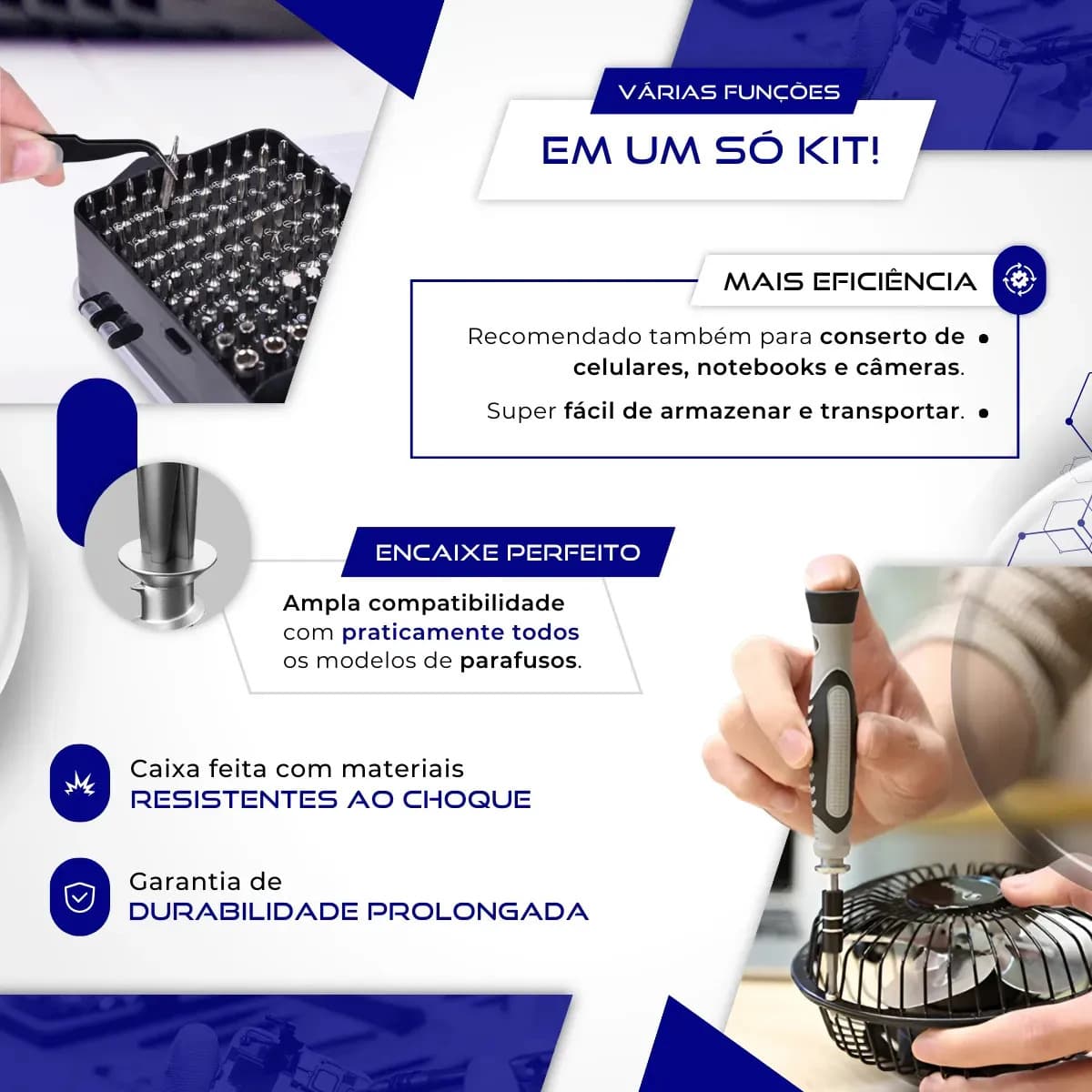 Kit Chave Precisão Profissional 115 Peças Magnético Manutenção Celular Notebook Jogo Compacta Multiuso iPhone Computador Vídeo Game Tablet Philips FendaTorx Y N — imagem 4