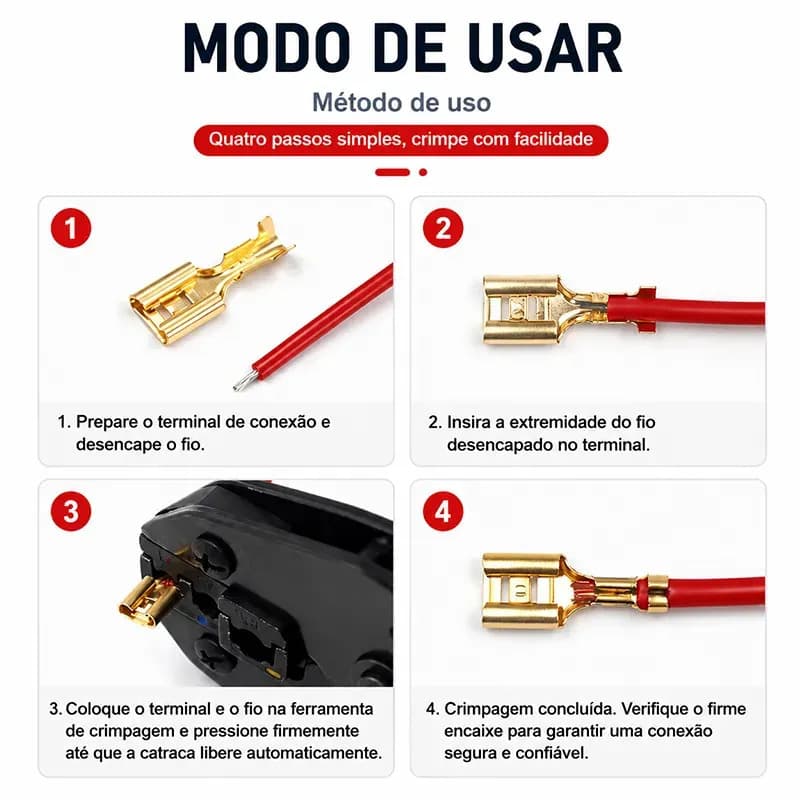 Kit 135 Terminal Faston Conector Elétrico com Capa Isolante Dourado Conectores para Fios Automotivo Moto Eletrônica — imagem 2