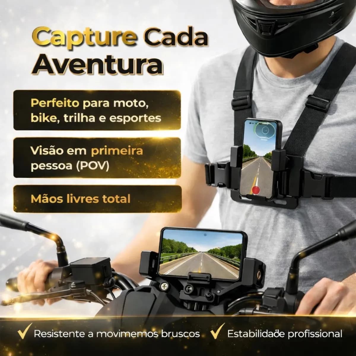 Suporte De Peito Para Celular Câmera Gopro Peitoral Torso Cinturão Ajustável Moto Bicicleta Esporte - U Maisu — imagem 6