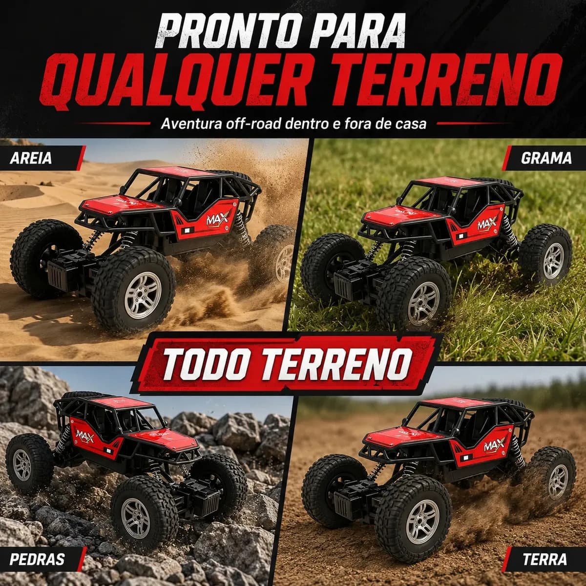 Carrinho Controle Remoto Rally Jipe Max Carro Grande Bateria Recarregavel Off Road Com Amortecedores 4x4 Brinquedo Kizumba — imagem 2