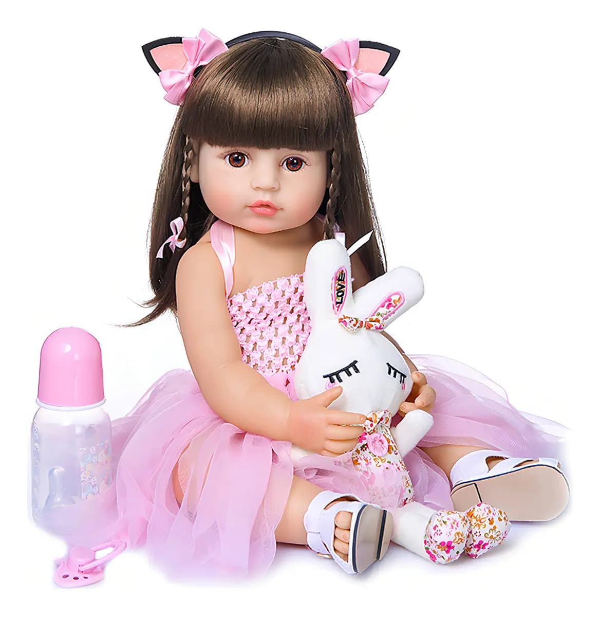 Brastoy Boneca Bebê Reborn Princesa Rosa 55cm Silicone — imagem 2