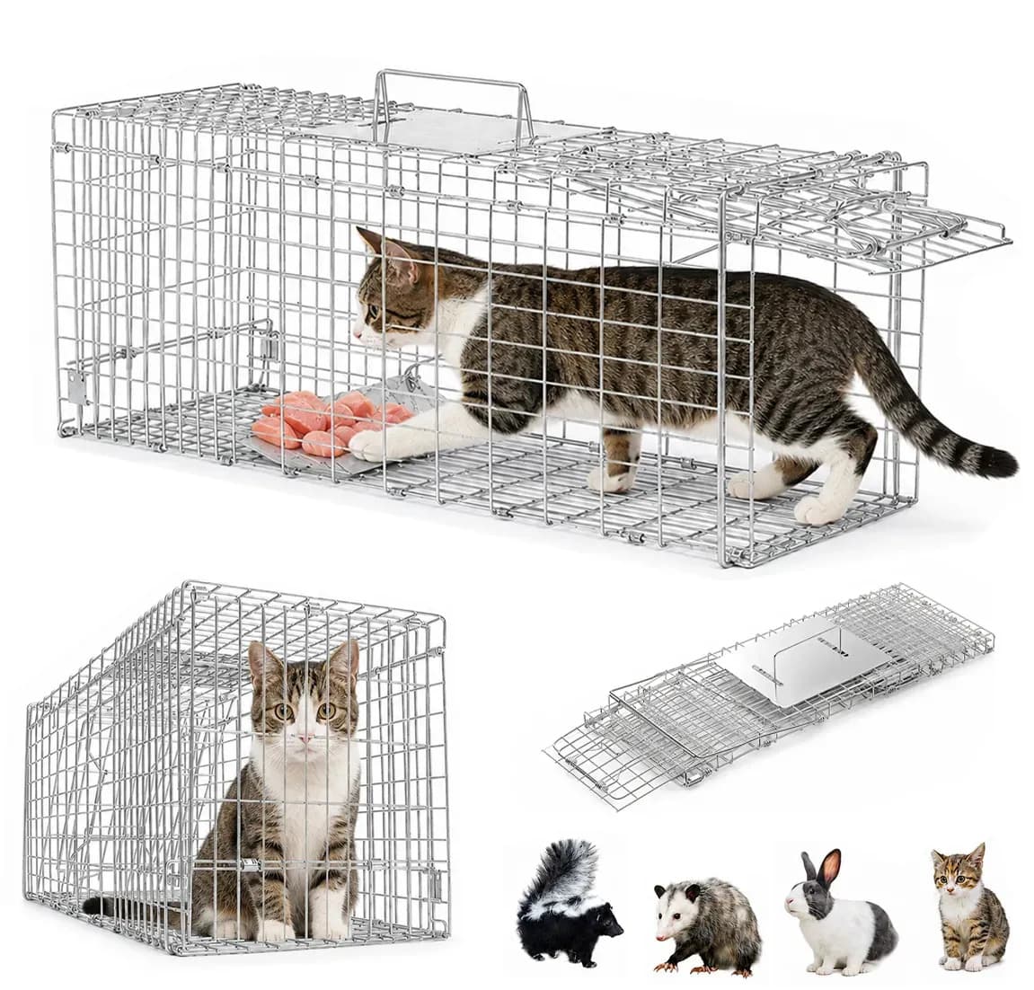 Armadilha Gatoeira Grande Dobravel Porta Automática,Desmontavel Armadinha Para Pegar Gato Gaiola Pega Gato