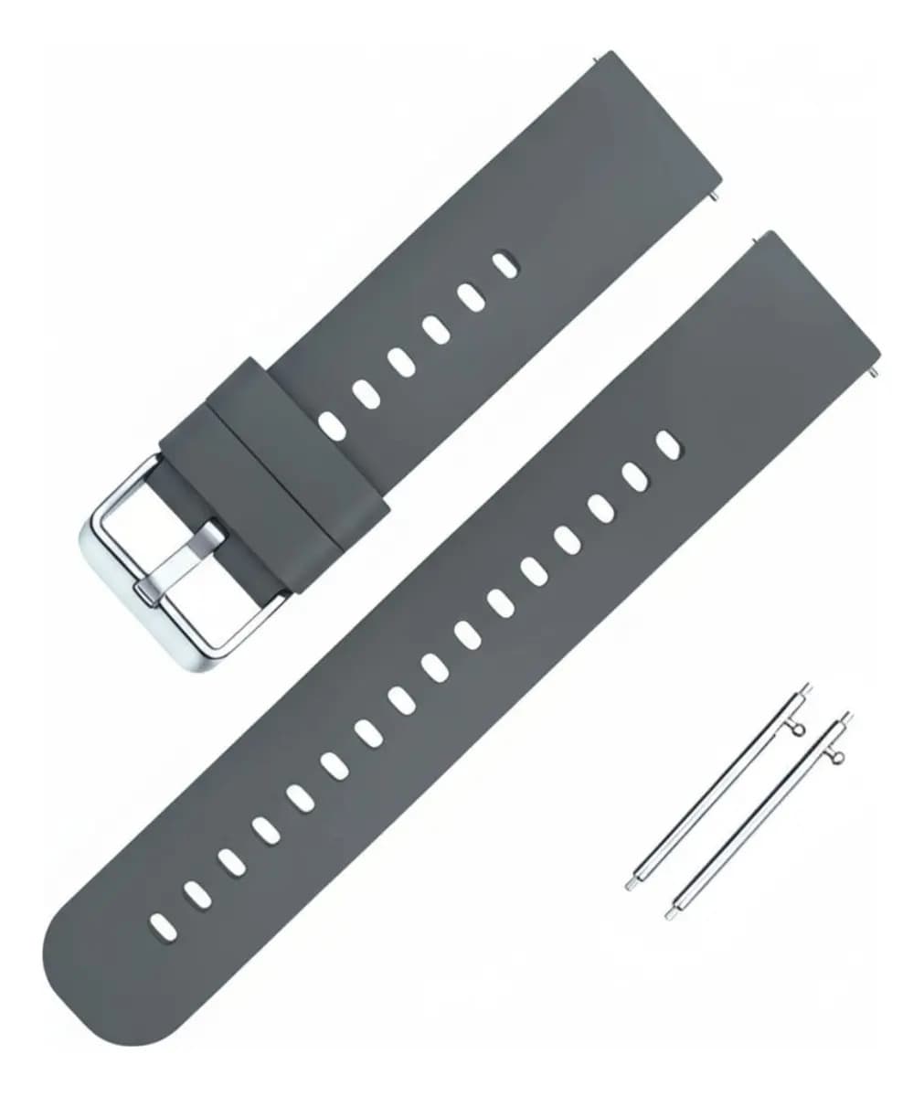 Pulseira 22mm Silicone Wawe Para Relogio Smartwatch C/ Pinos Cor Cinza