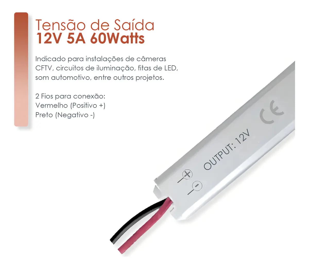 Fonte Slim 12V 60W 5A Lustres Online Para Fita LED e CFTV IP40 — imagem 3