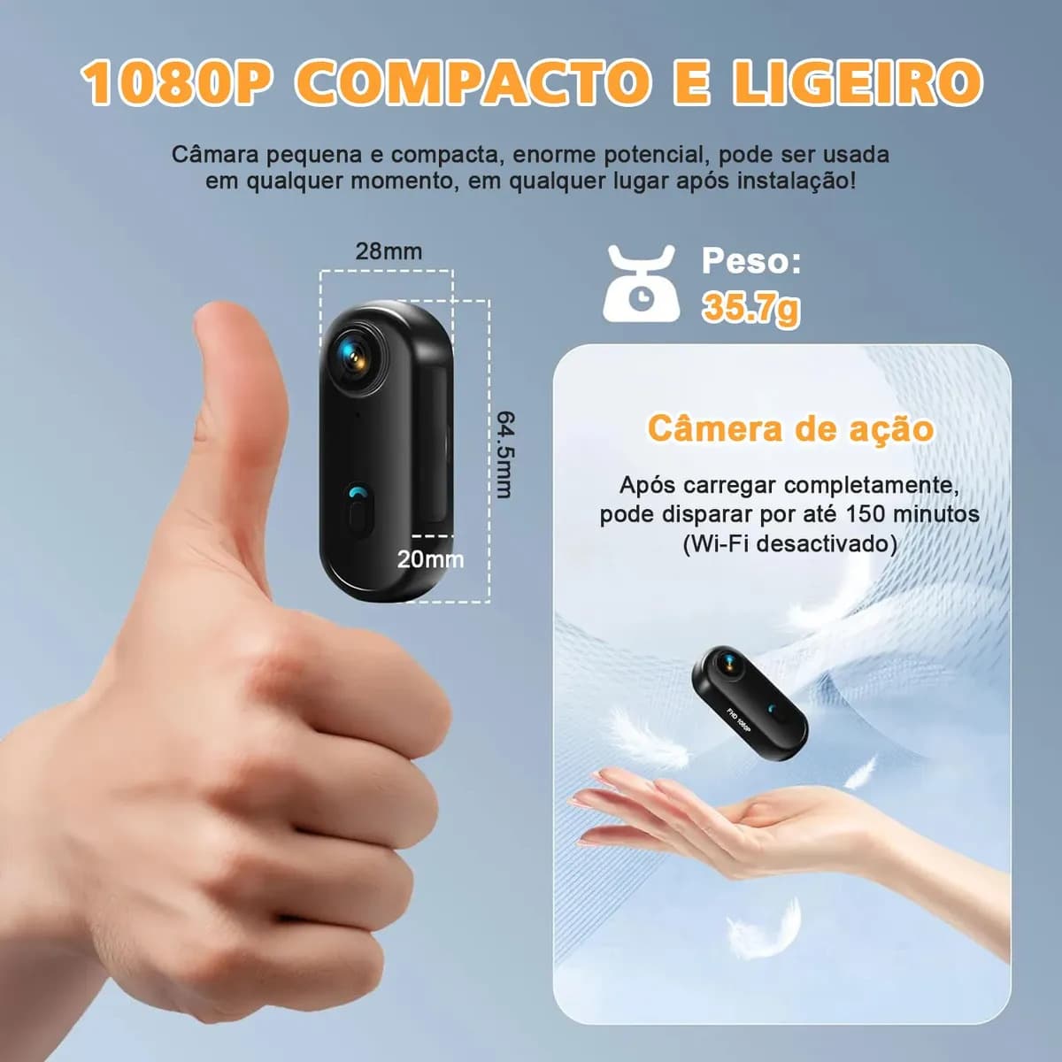 Câmera Hd 1080P Filmadora Vlog camara Para Moto Com Wifi 120° Grande Angularcom Para Ciclismo Ao Ar Livre,mergulho, Caminhadas Filmadoras De Bolso — imagem 3