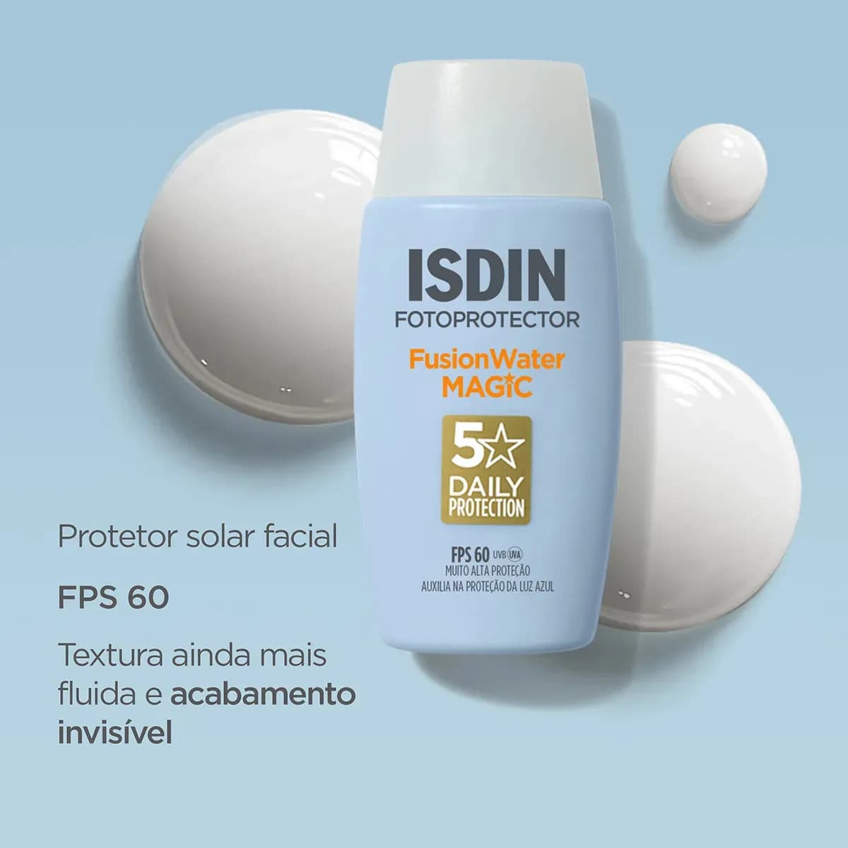 ISDIN Protetor Solar Facial Fusion Water 5 Stars Sem Cor FPS 60 - 50ml — imagem 2
