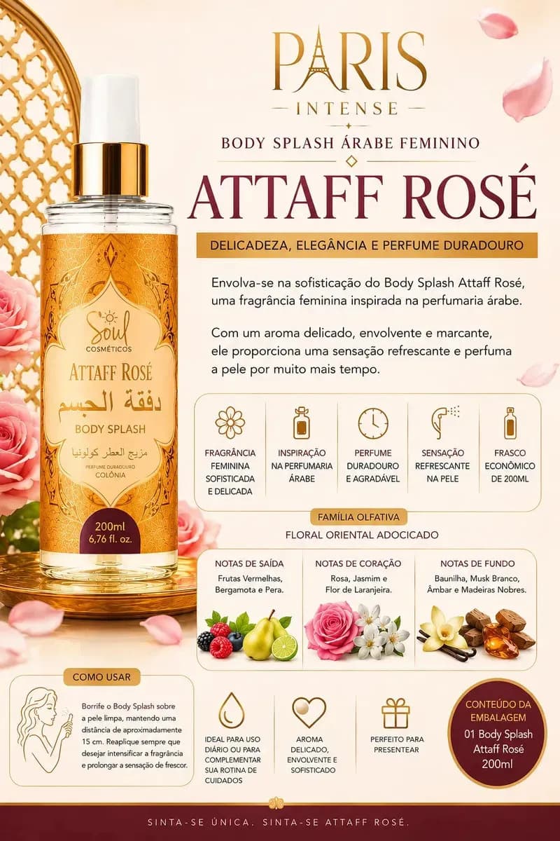 Body Splash Arabe C/4un 200ml Perfume Feminino de Luxo Alta Concentração — imagem 5