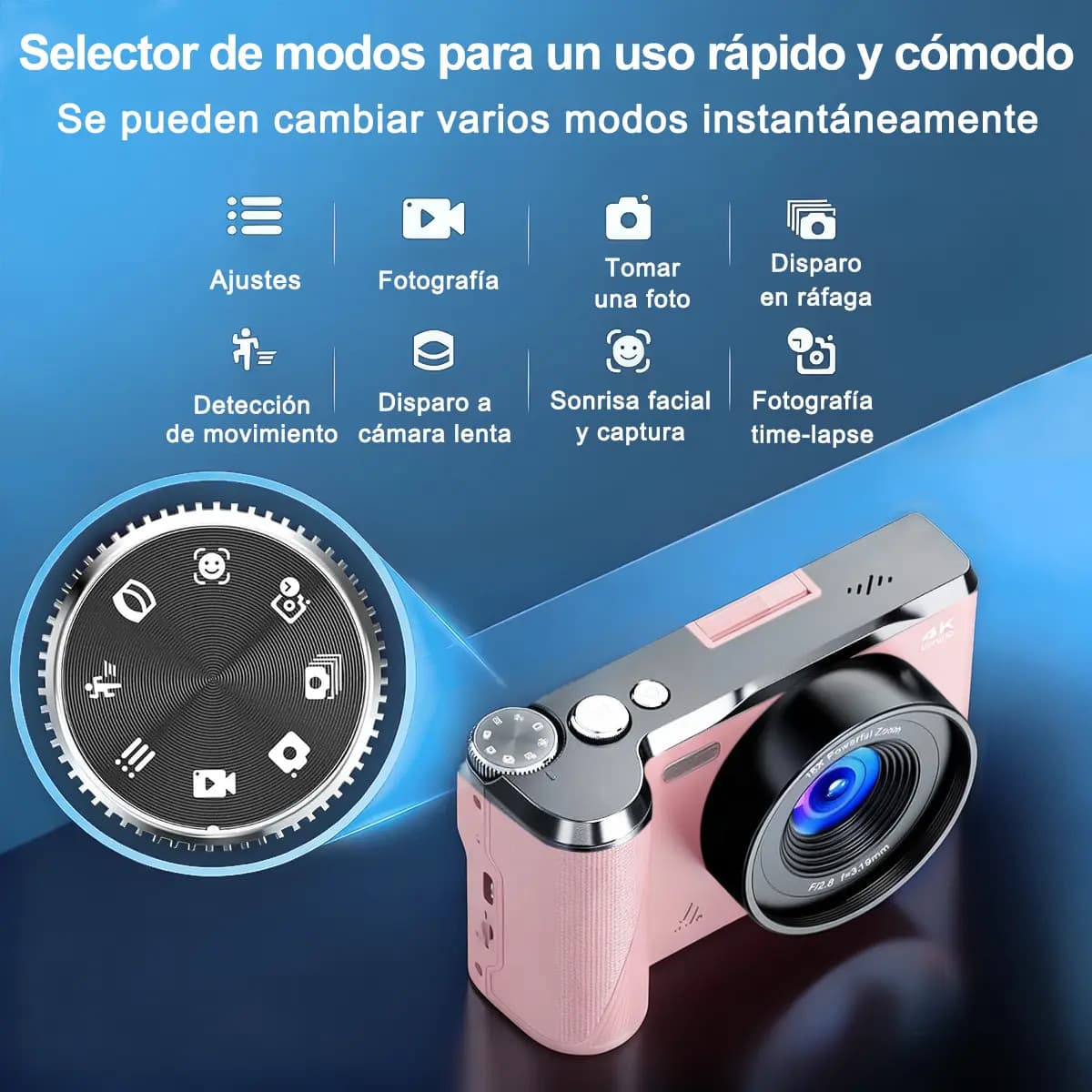 Câmera Fotografica Digital 4k 56mp Com Tela Ips De 180°+32gb Cor Rosa — imagem 5
