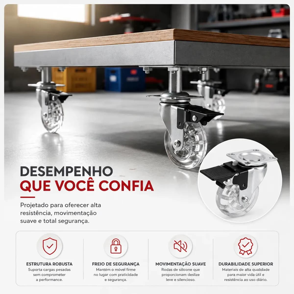4 Rodinhas Giratório Gel Silicone Rodinha Móveis 50mm — imagem 2