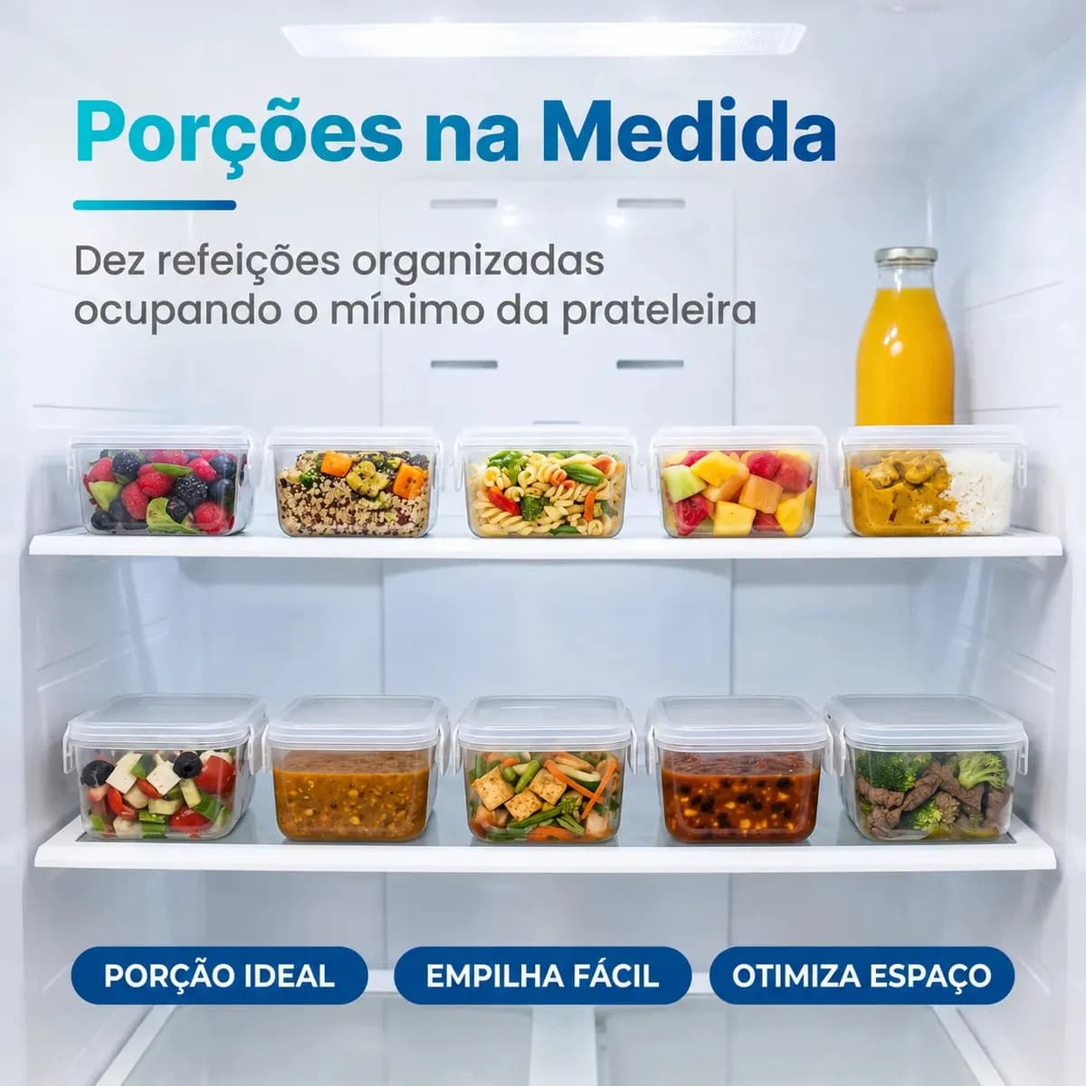 Kit 10 Potes 750ml com Tampa Trava Plástico Transparente para Mantimentos e Alimentos Marmita Organizador de Cozinha Geladeira e Freezer Jogo de Potes para Orga — imagem 4