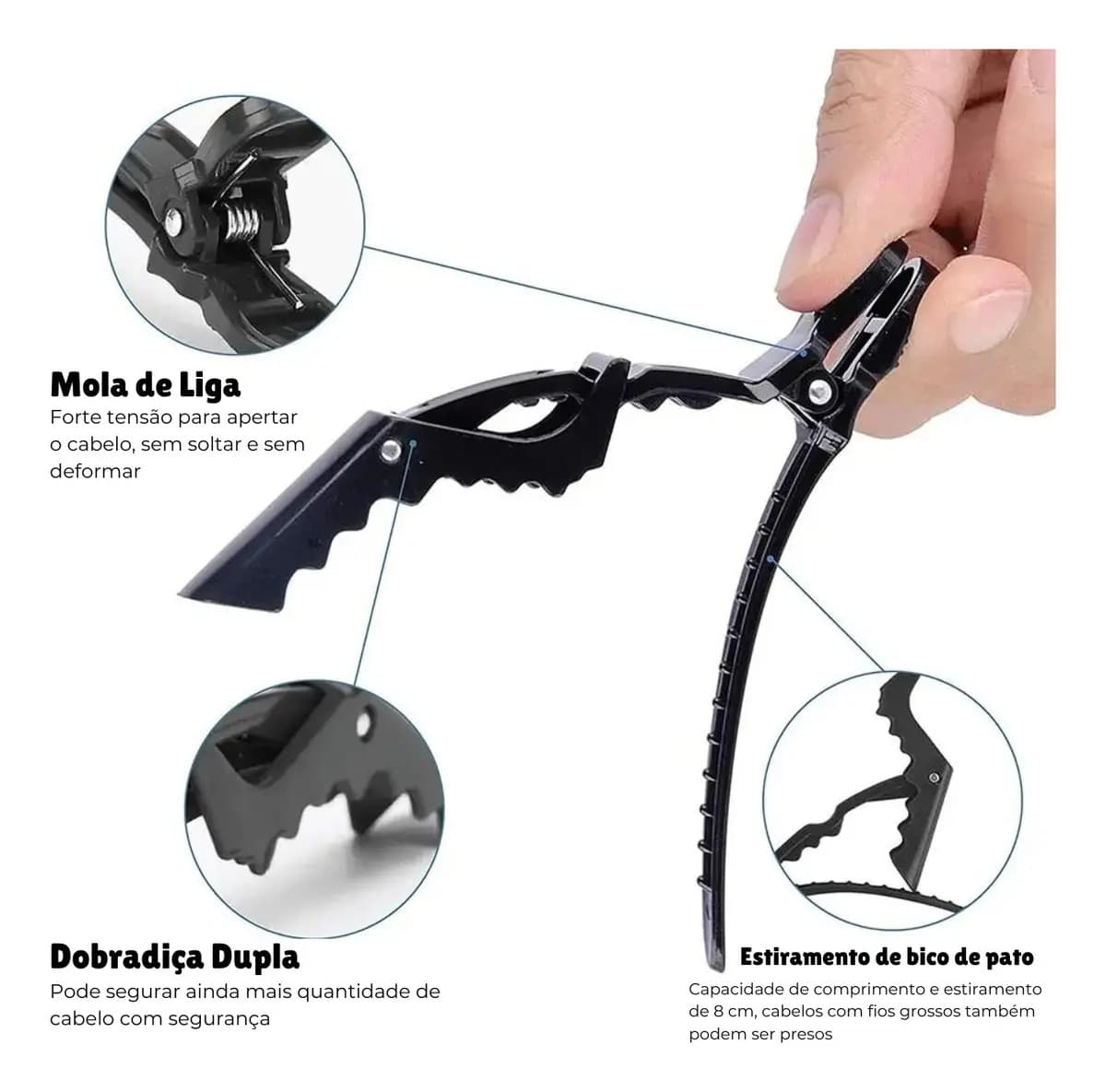 Kit 12 Presilhas Prendedor De Cabelo Bico Jacaré Crocodilo Arte Sedução Presilha Cabeleireiro Penteado — imagem 4