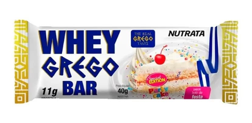 Whey Grego Bar (caixa 12 Unidades) - Nutrata Barra Proteina Sabor Bolo de festa — imagem 3