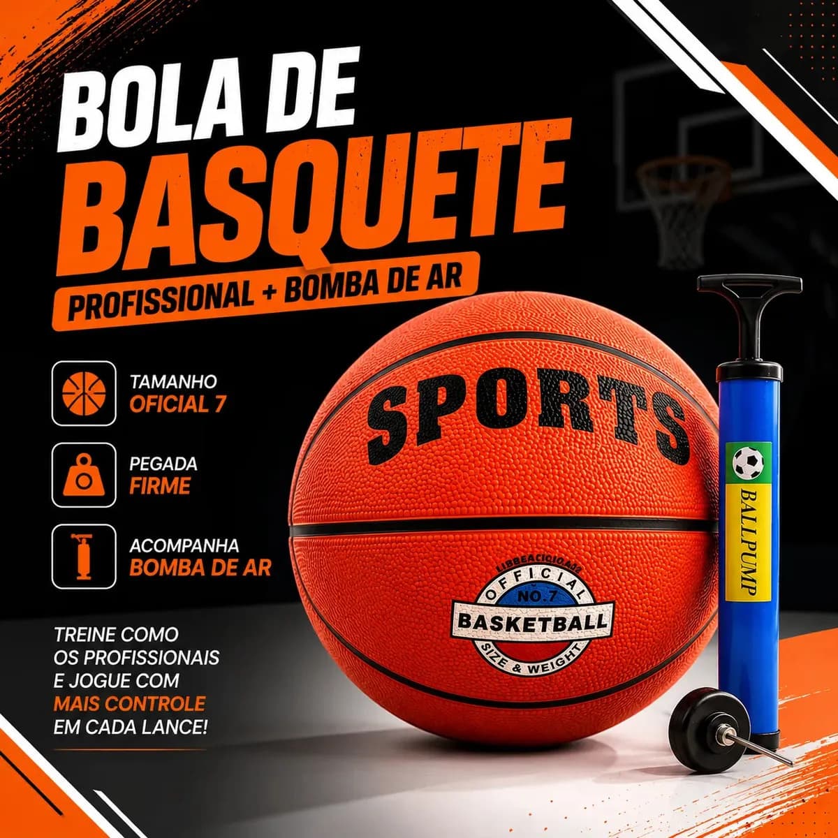 Bola De Basquete Profissional Tamanho 7 Babuu Brinquedos Educativos — imagem 3