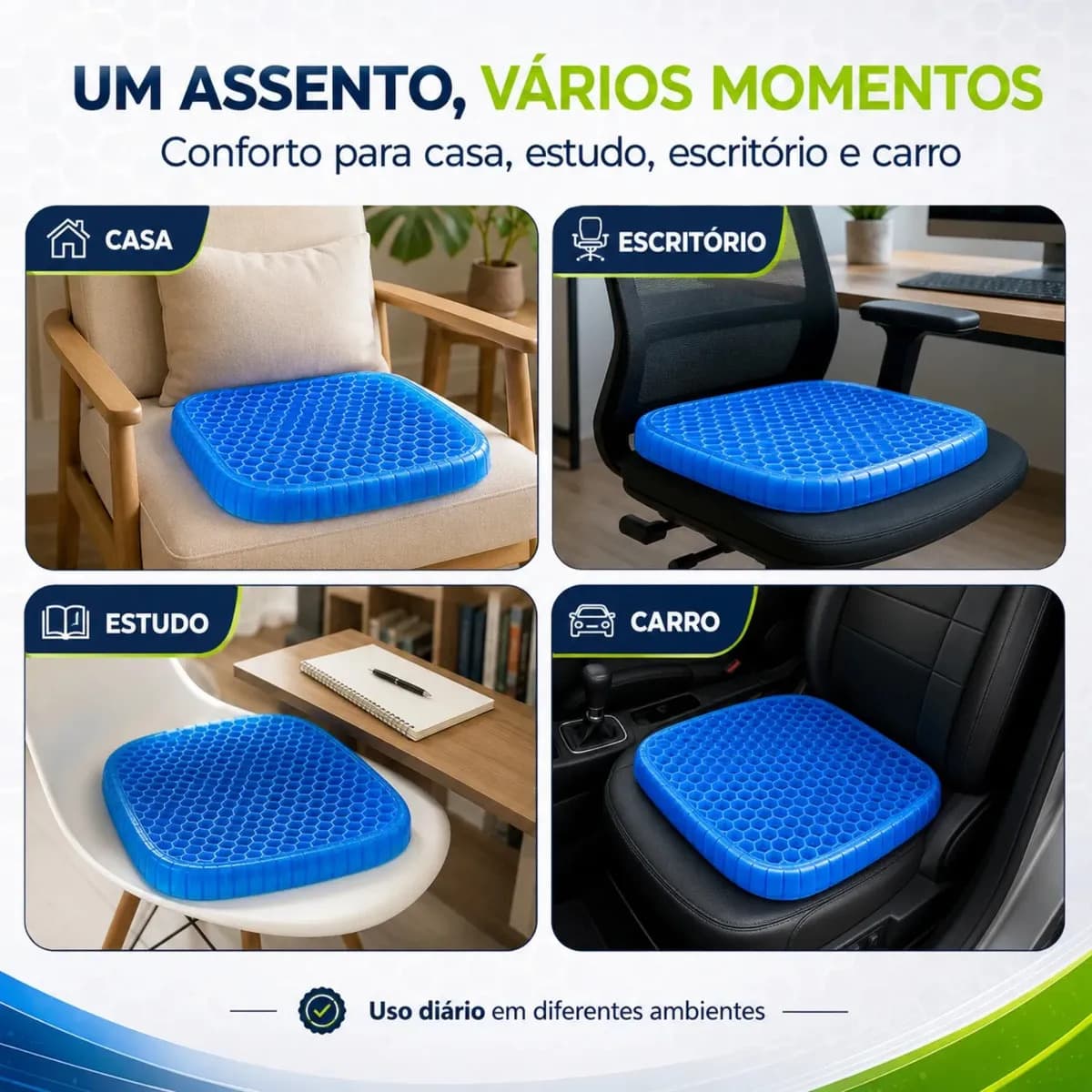 Almofada Assento Egg Da Jcanova Store - Hemorroida Ortopédico Cóccix Pós-parto Silicone Cadeira Tratamento Lesão Especial Macia Confortável Banco Carro Dores Az — imagem 5