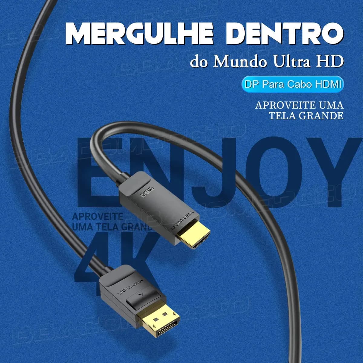 Cabo Displayport Para Hdmi 4k 30hz Uhd Dp To Hdmi Vention 2m — imagem 2