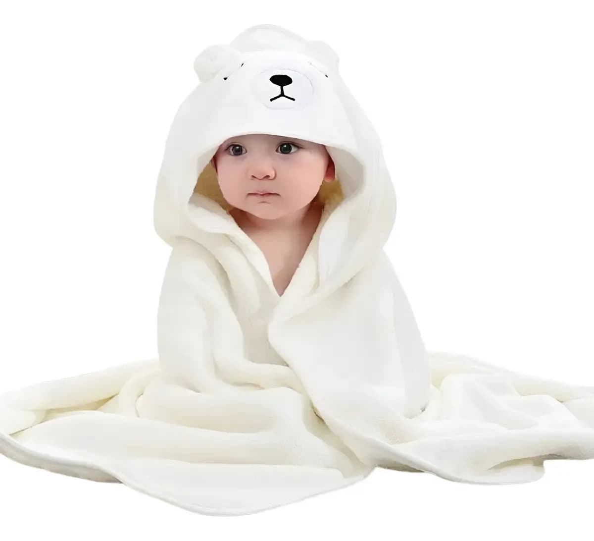 Toalha Bebe Infantil Macia Com Capuz Grande Forrada Durável Cor Bege — imagem 2