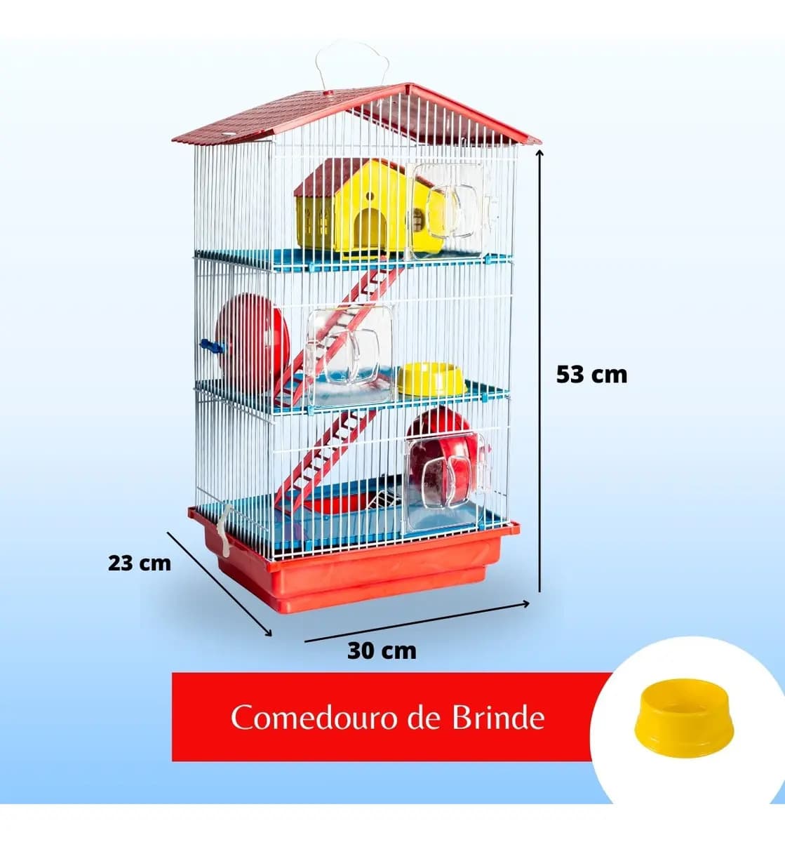 Gaiola Para Hamster Desmontável Casa Teto Plástico Cor Vermelho — imagem 2