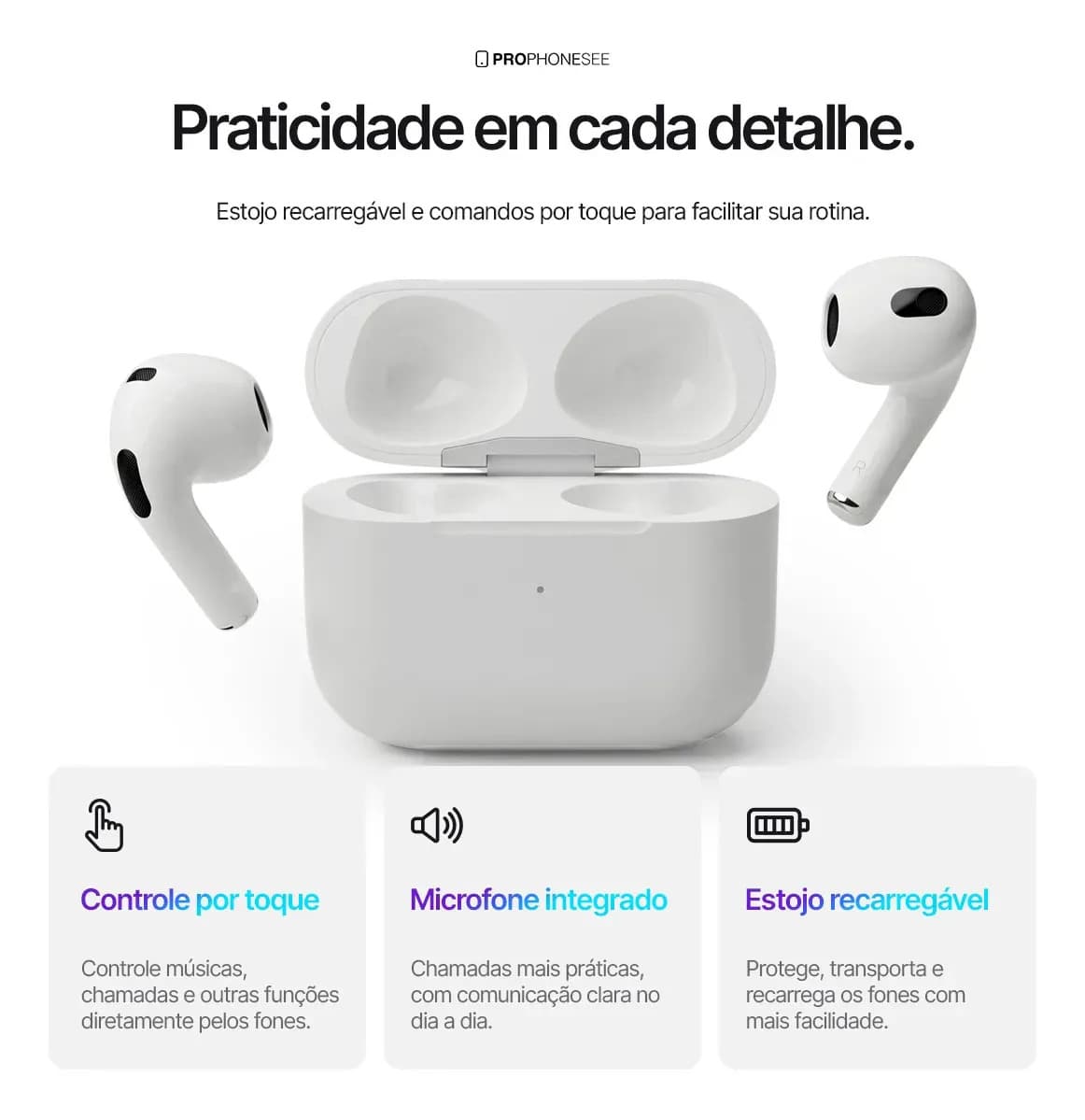 Fone Ouvido Bluetooth 5.4 Sem Fio Estojo De Carregamento Anti Ruido A Prova Dagua Compatível Com Ios Samsung Galaxy Android Tws Wireless Air Premium Microfone T — imagem 5