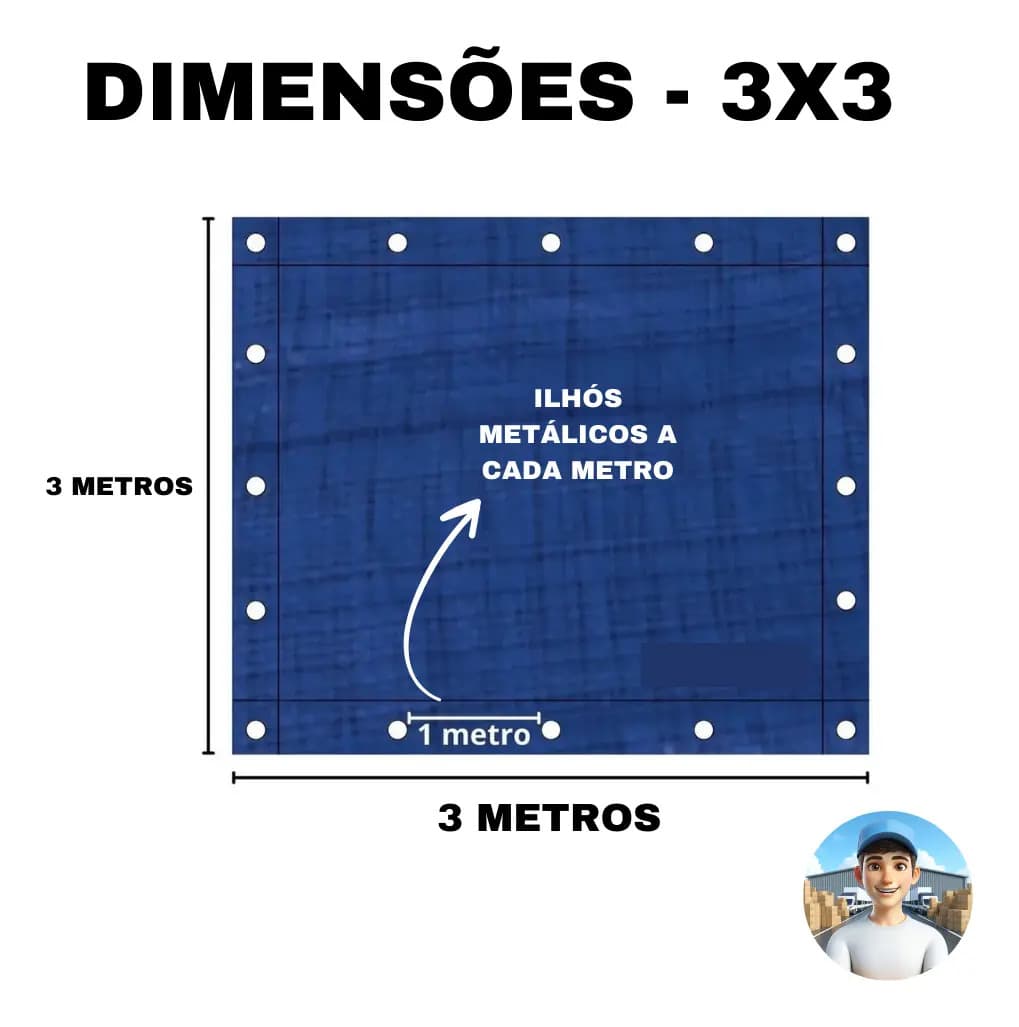 Lona Azul 3x3m Lonas Online Impermeável UV Reforçada Multiuso Polietileno — imagem 5