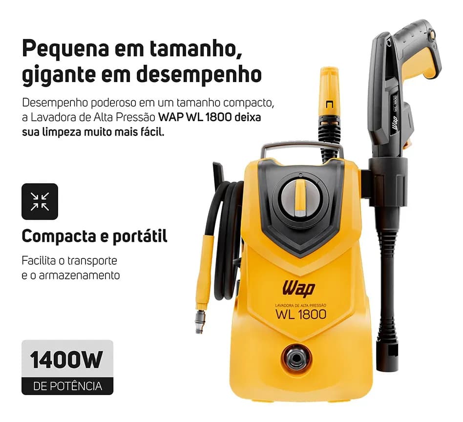 Lavadora de Alta Pressão Compacta WAP WL 1800 1400W 1500PSI 360L/h 127V — imagem 2